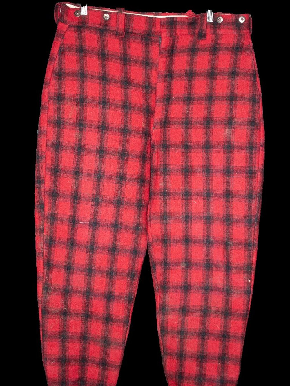 Vintage 60s Woolrich 36x32 Red Plaid Wool Hunting Pants
